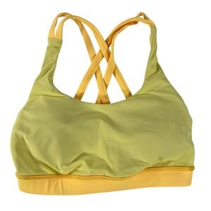 Lululemon Women's Energy Padded Sports Bra Size 4 Two-Tone Yellow Nylon Yoga